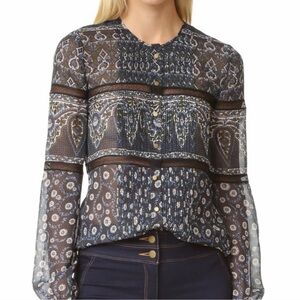 Veronica Beard Daisy lace trim blouse